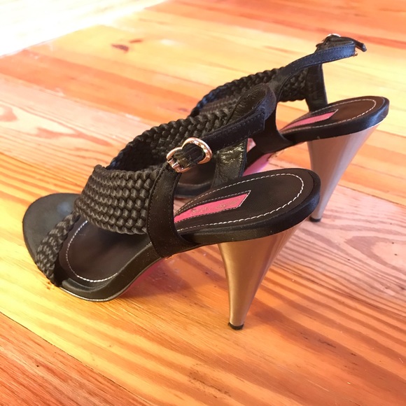 Betsey Johnson Black Braided Heels, EUC, 8 - Picture 4 of 14